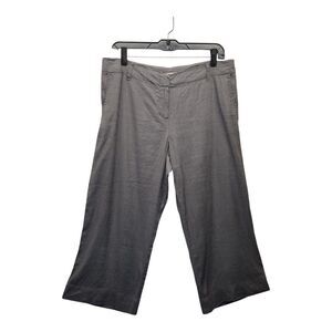 J.Jill Gray Linen Blend Cropped Wide Leg Pants Size 10 Lagenlook